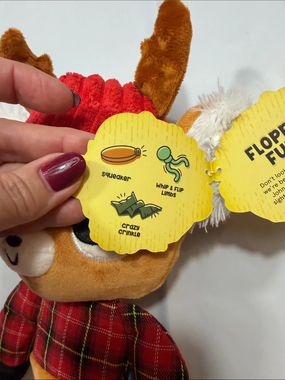 BARK DEER JOHN deer hunter Squeaky DOG TOY OCTOBER 2026 NEW red plaid shirt hat